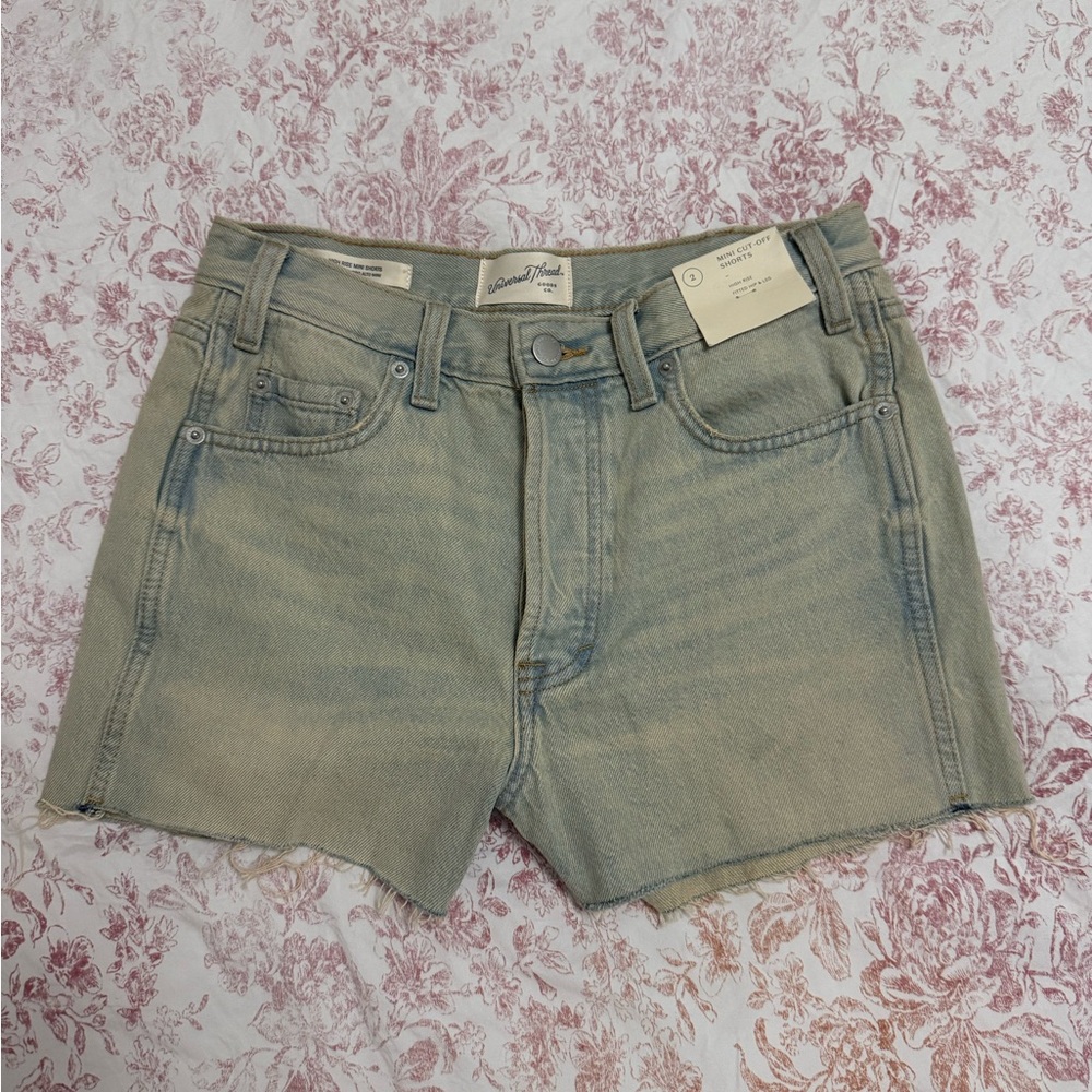 Light Denim High Rise Mini Shorts